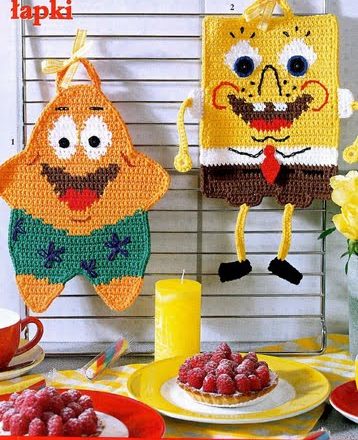 Crochet spongebob beautiful potholder (1)