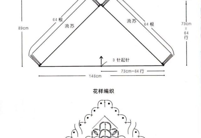 Crochet wool shawl with fringes (2)