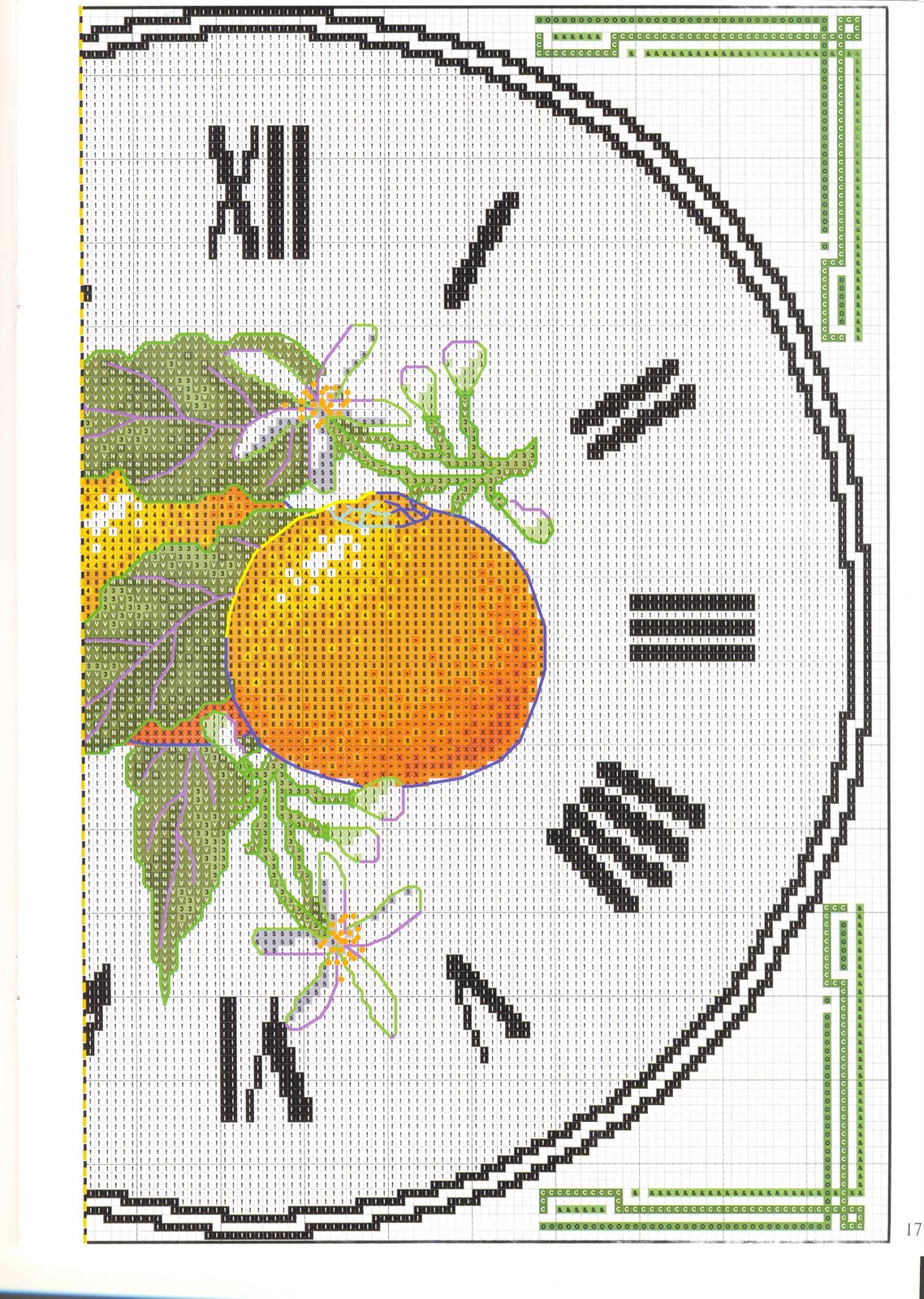 Cross stich orange clock (3)