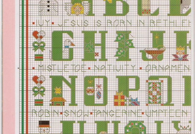Cross stitch Christmas alphabet with Santa Claus snowmen and goblins (1)