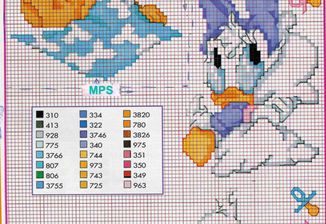 Cross stitch Disney baby Donald Duck Pluto Daisy Duck 4637