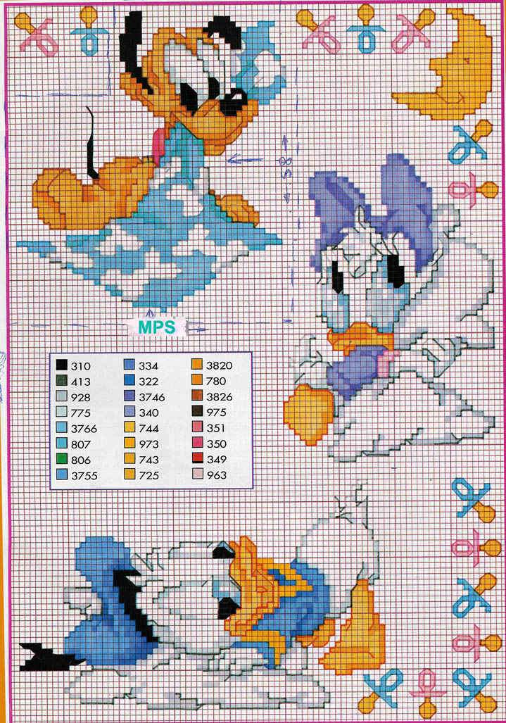 Cross stitch Disney baby Donald Duck Pluto Daisy Duck 4637