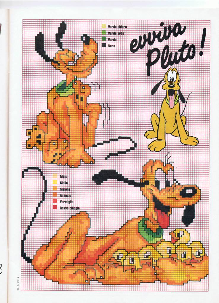 Cross stitch Pluto is scratching and chicks