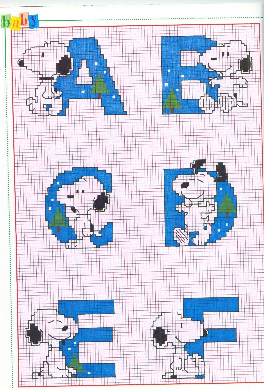 Cross stitch alphabet Charlie Brown Peanuts (1)