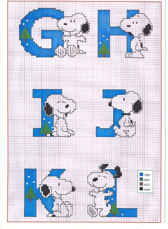 Cross stitch alphabet Charlie Brown Peanuts (2)