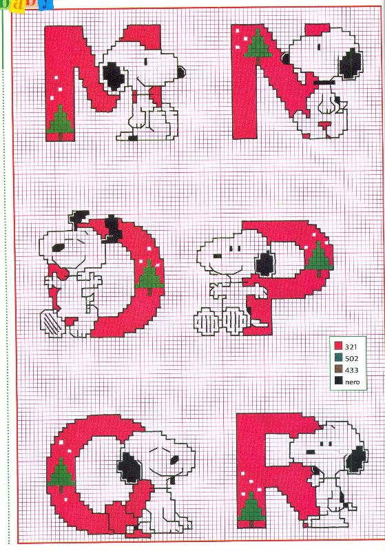 Cross stitch alphabet Charlie Brown Peanuts (3)