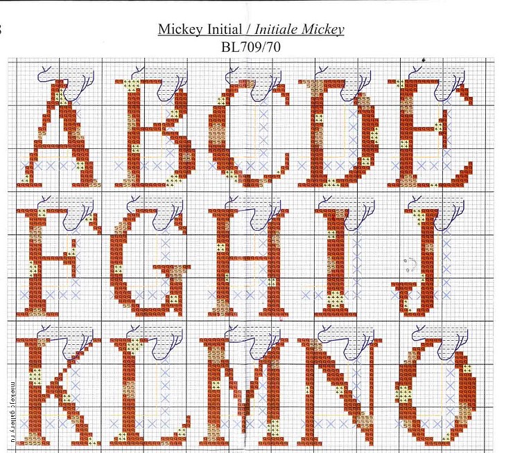 Cross stitch alphabet Mickey Mouse (2)