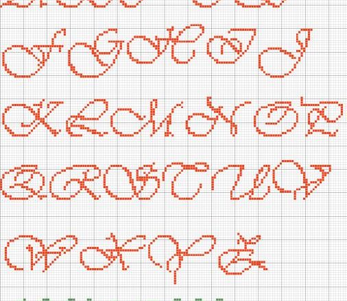 Cross stitch alphabet Vivaldi font