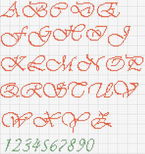Cross stitch alphabet Vivaldi font