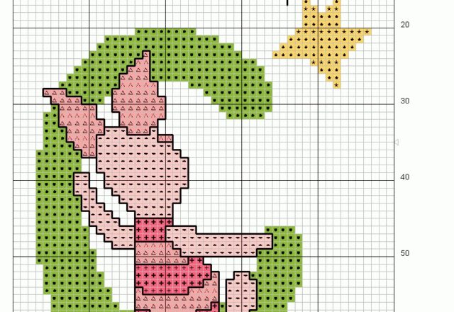 Cross stitch alphabet uppercase with Winnie-The-Pooh (11)