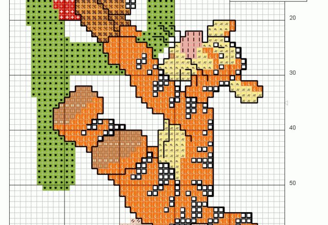 Cross stitch alphabet uppercase with Winnie-The-Pooh (14)