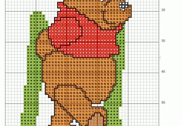 Cross stitch alphabet uppercase with Winnie-The-Pooh (17)