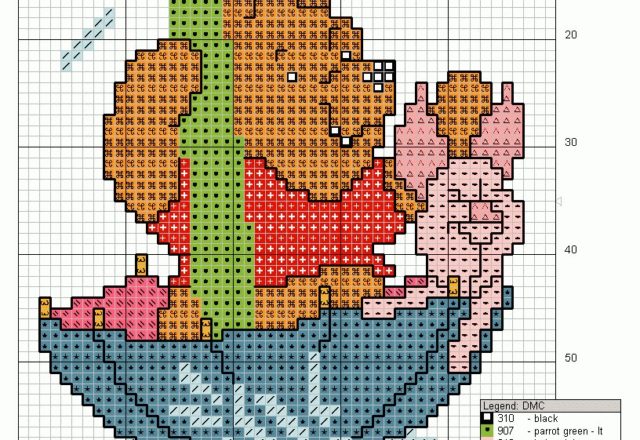 Cross stitch alphabet uppercase with Winnie-The-Pooh (18)