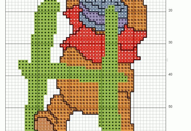 Cross stitch alphabet uppercase with Winnie-The-Pooh (19)