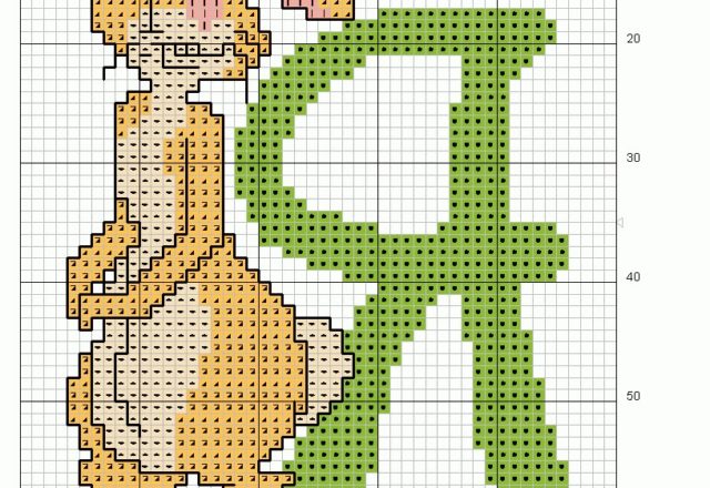 Cross stitch alphabet uppercase with Winnie-The-Pooh (2)