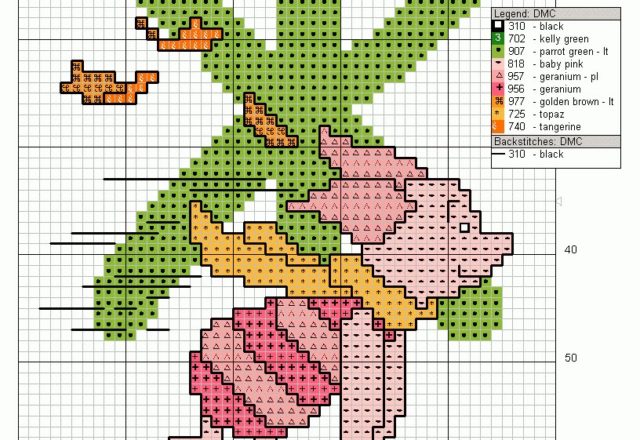 Cross stitch alphabet uppercase with Winnie-The-Pooh (20)