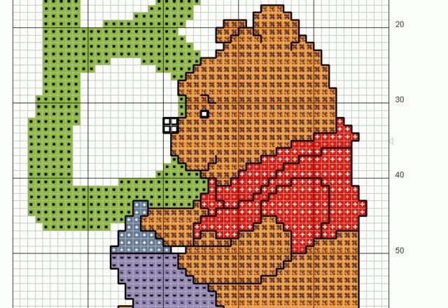 Cross stitch alphabet uppercase with Winnie-The-Pooh (21)