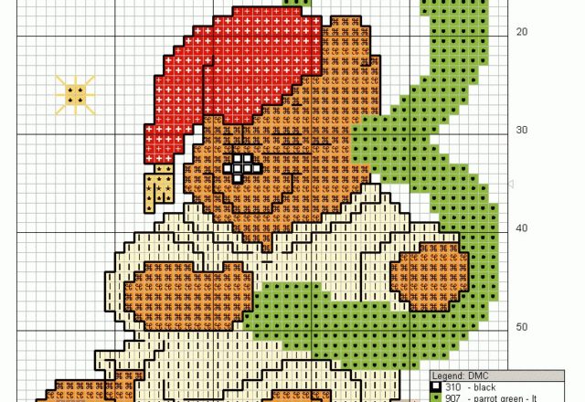 Cross stitch alphabet uppercase with Winnie-The-Pooh (22)