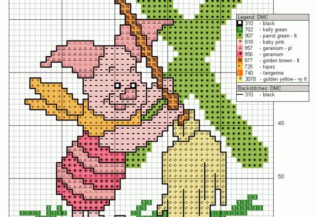 Cross stitch alphabet uppercase with Winnie-The-Pooh (23)
