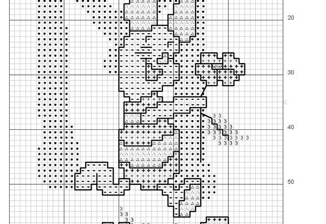 Cross stitch alphabet uppercase with Winnie-The-Pooh (6)
