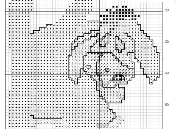 Cross stitch alphabet uppercase with Winnie-The-Pooh (7)