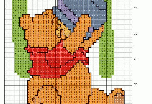 Cross stitch alphabet uppercase with Winnie-The-Pooh (8)