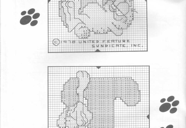 Cross stitch alphabet with Cat Garfield (14)