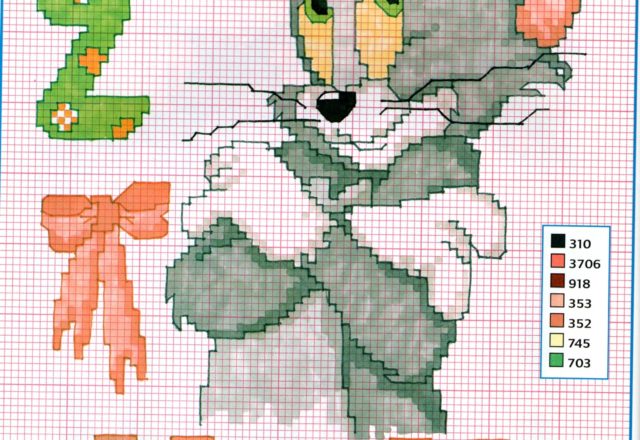 Cross stitch alphabet with Tom and Jerry (3)