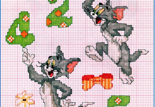 Cross stitch alphabet with Tom and Jerry (4)
