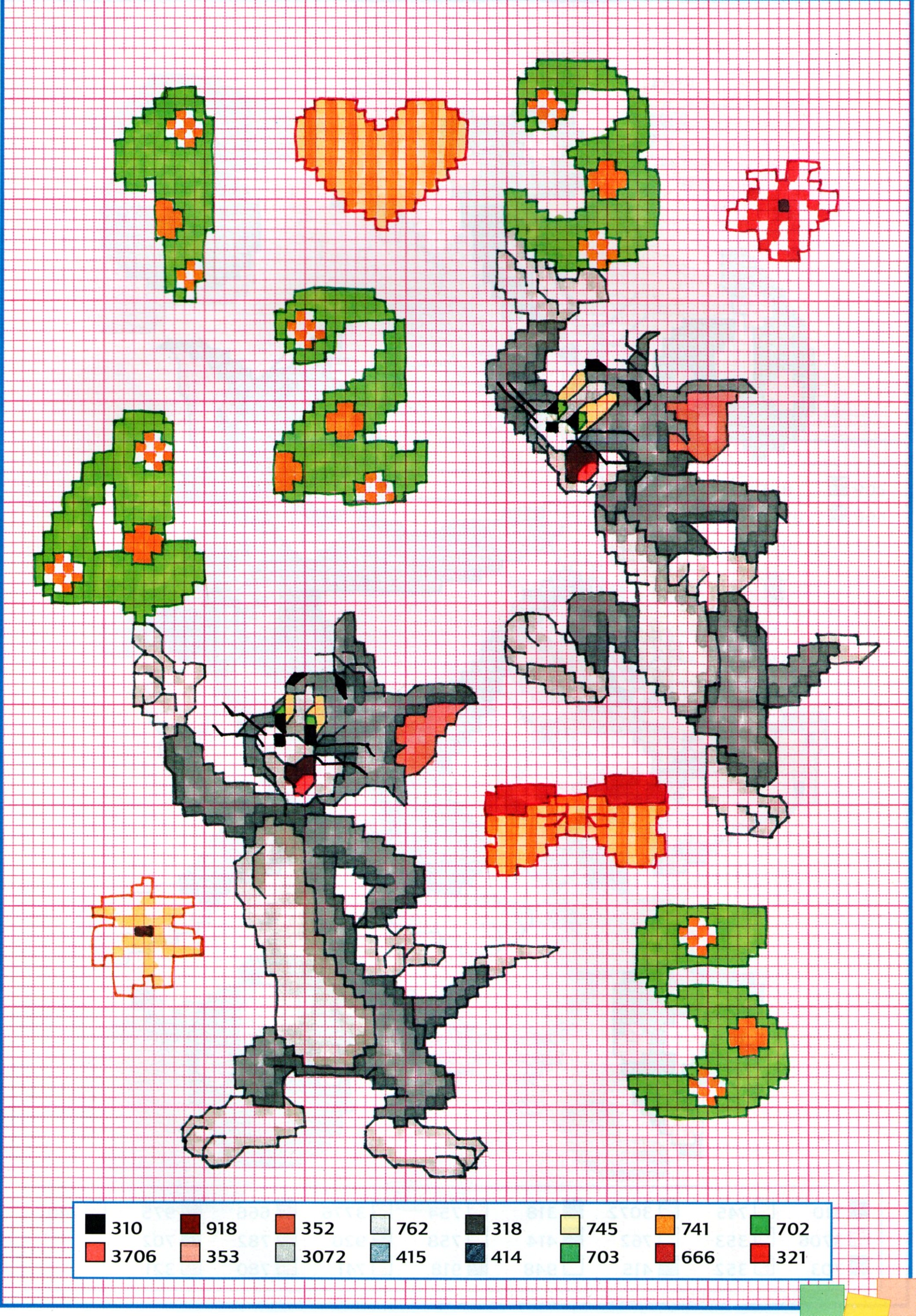 Cross stitch alphabet with Tom and Jerry (4)