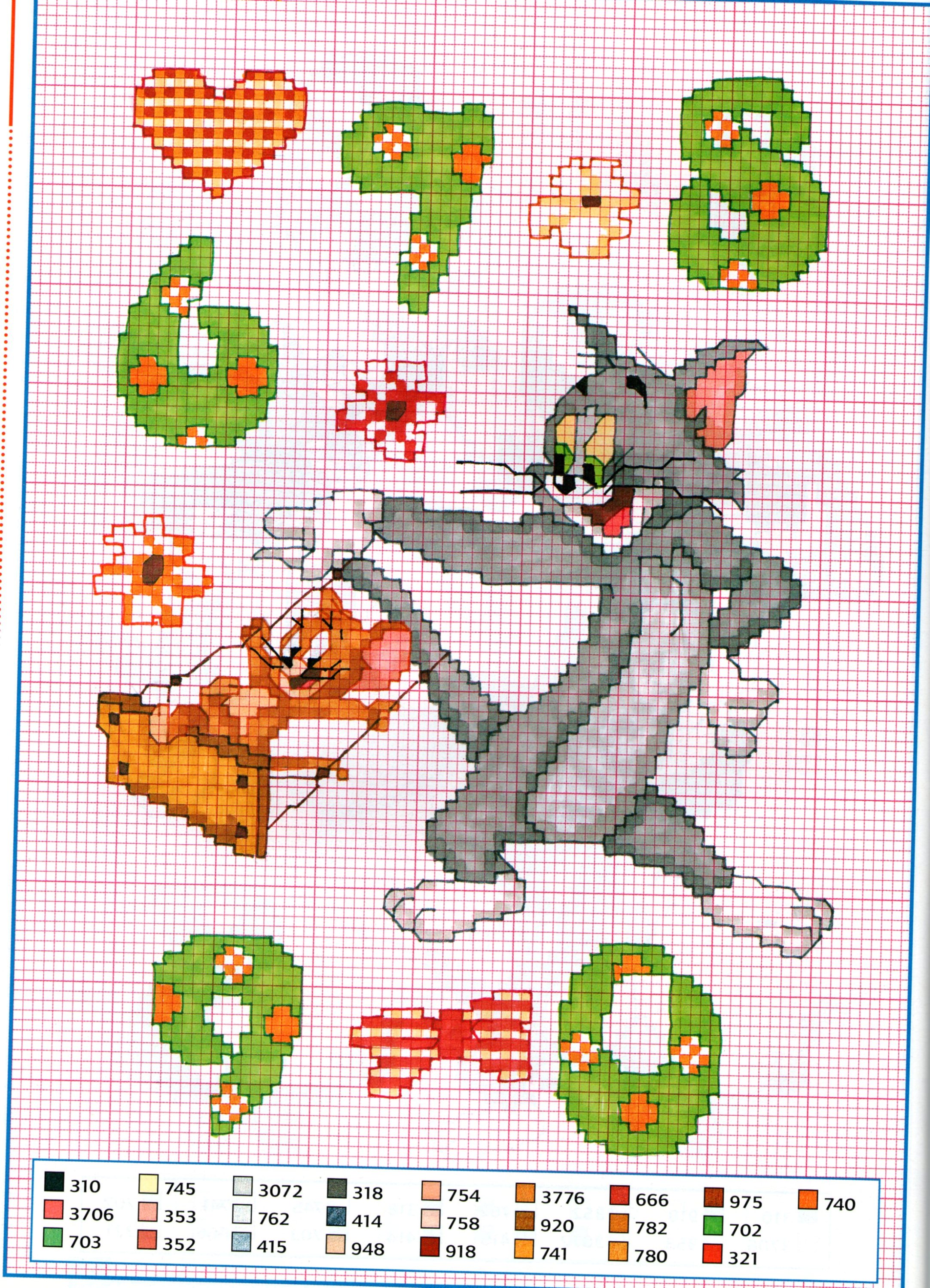 Cross stitch alphabet with Tom and Jerry (5)