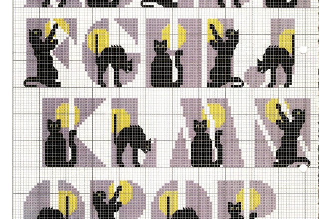 Cross stitch alphabet with black kittens (1)