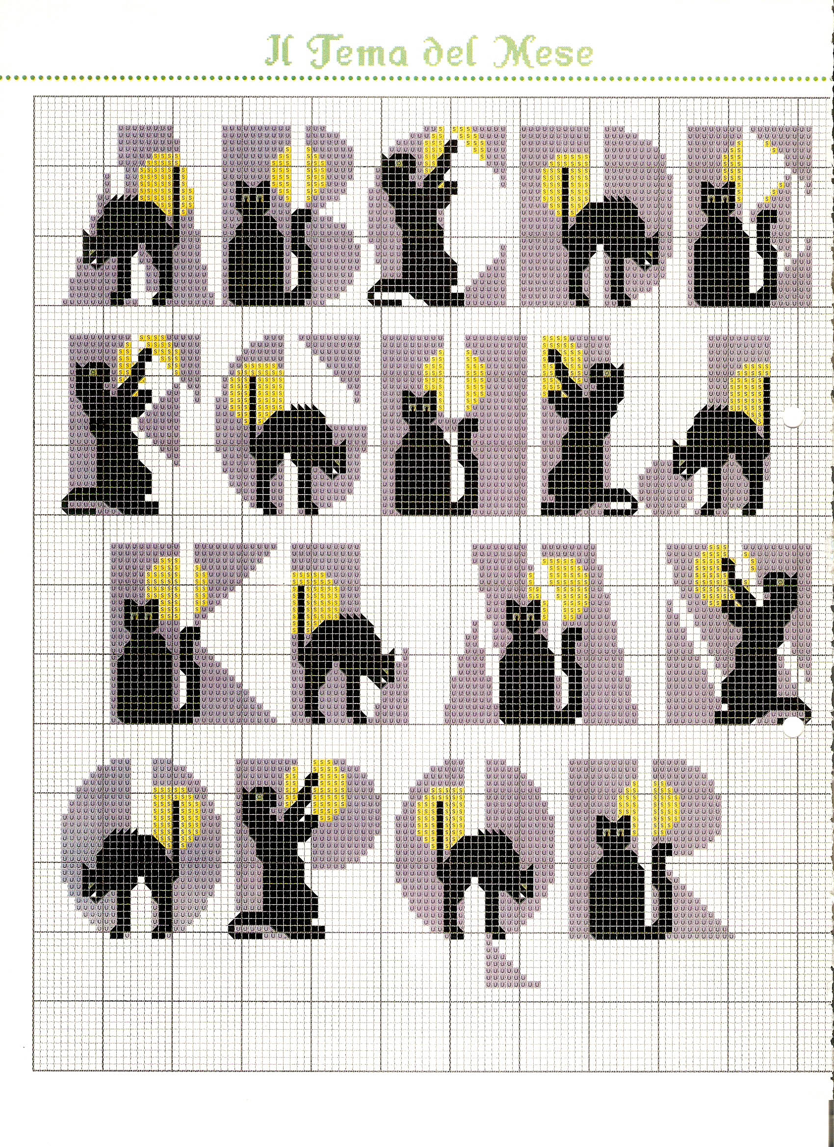 Cross stitch alphabet with black kittens (1)