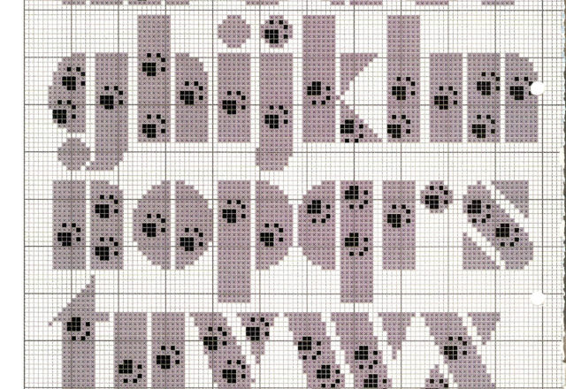 Cross stitch alphabet with black kittens (3)