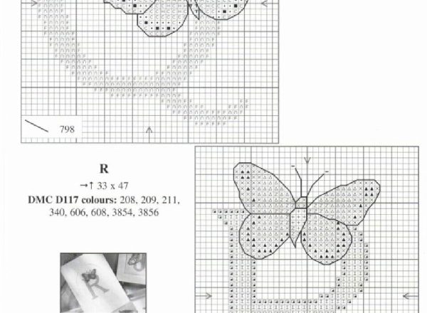 Cross stitch alphabet with butterflies (10)