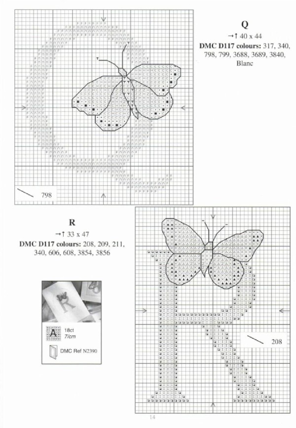Cross stitch alphabet with butterflies (10)