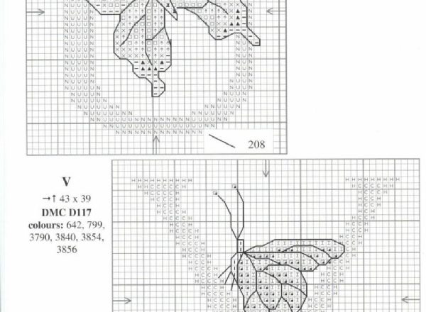 Cross stitch alphabet with butterflies (12)