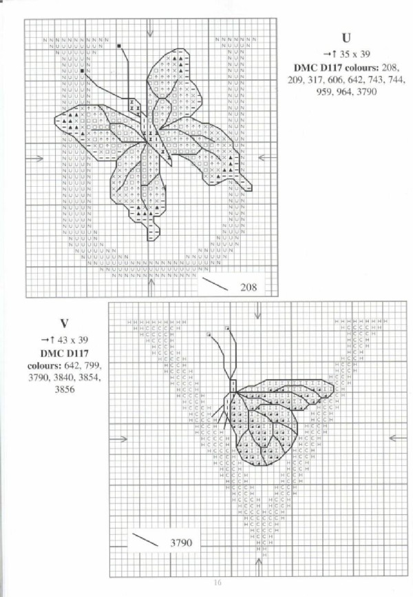 Cross stitch alphabet with butterflies (12)