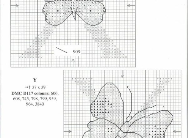 Cross stitch alphabet with butterflies (14)