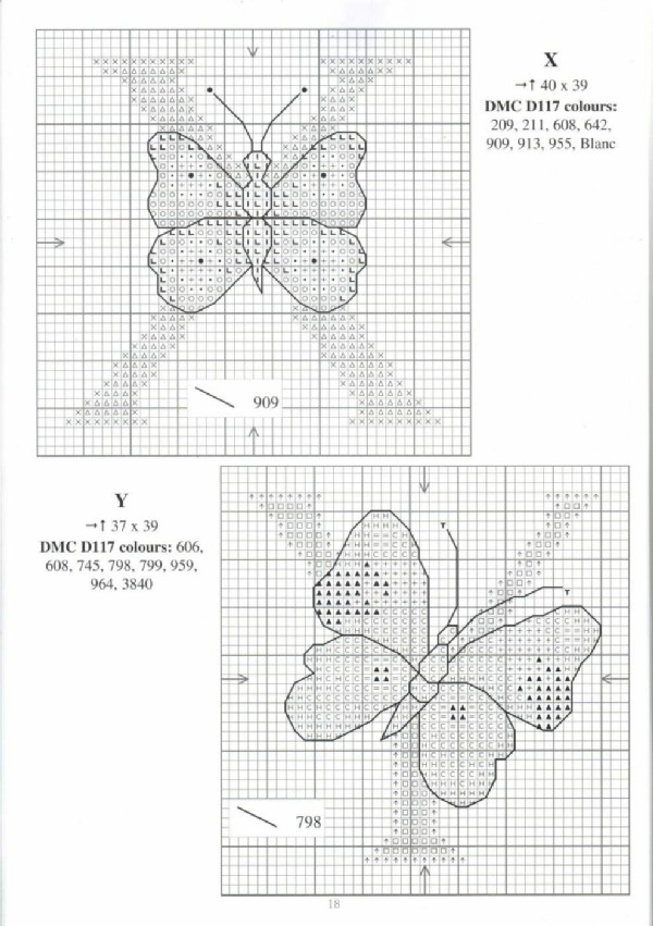 Cross stitch alphabet with butterflies (14)