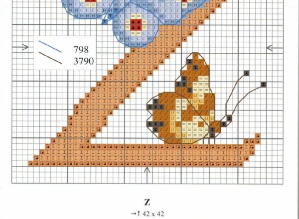 Cross stitch alphabet with butterflies (15)