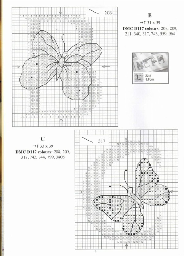 Cross stitch alphabet with butterflies (2)