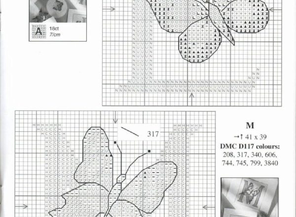 Cross stitch alphabet with butterflies (7)