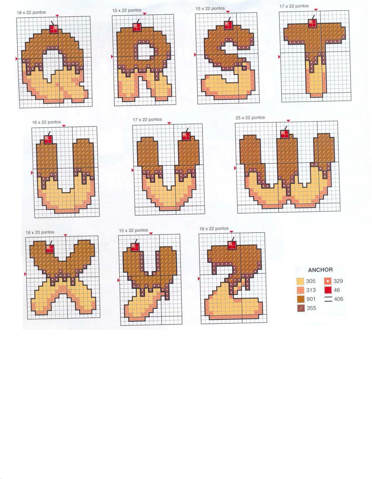 Cross stitch alphabet with chocolate cake (2)