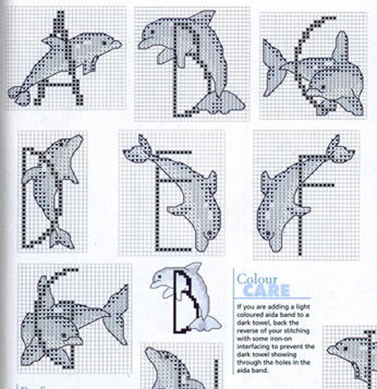 Cross stitch alphabet with dolphins (1)