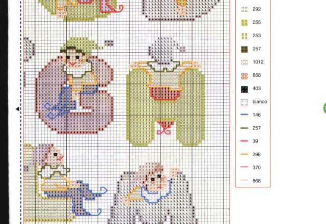 Cross stitch alphabet with elves (3)