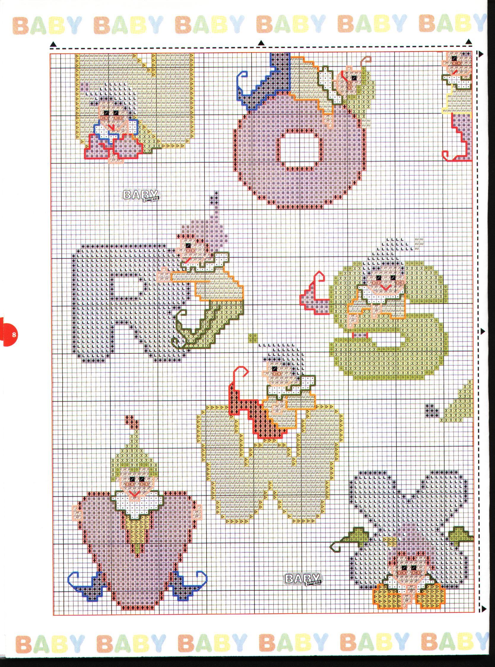 Cross stitch alphabet with elves (4)