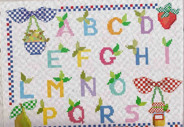 Cross stitch alphabet with fruit leaves and marmalade (1)