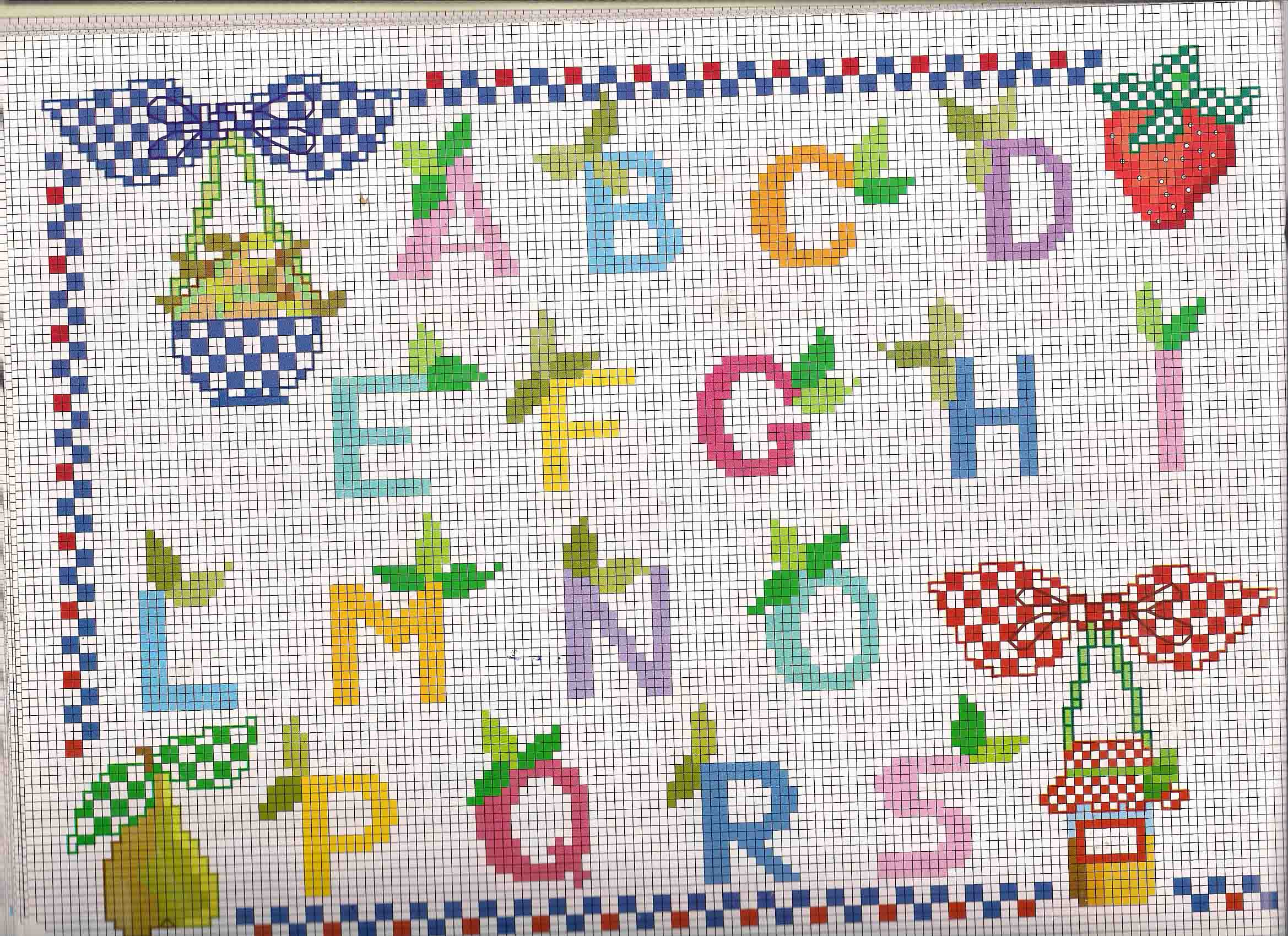 Cross stitch alphabet with fruit leaves and marmalade (1)