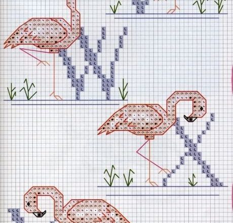 Cross stitch alphabet with pink storks (3)